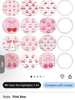 Pink Cherry Bow compact mirror